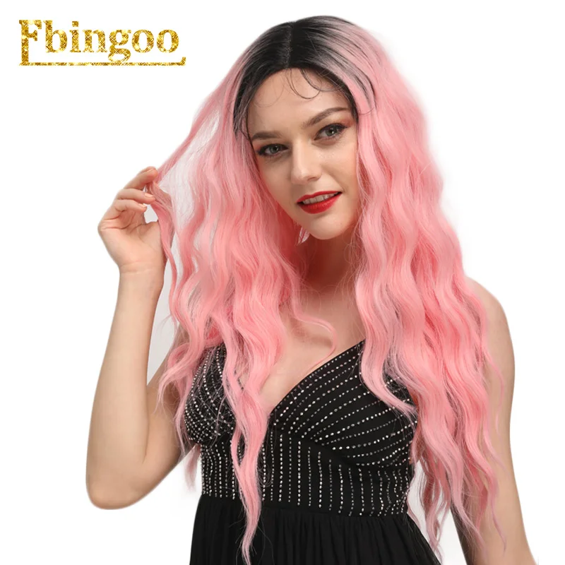 pink ombre Ebingoo Platinume блонд 613 розовый свободная волна синтетический парик на кружеве с детскими волосами для женщин термостойкий Futura парик - Цвет: pink ombre
