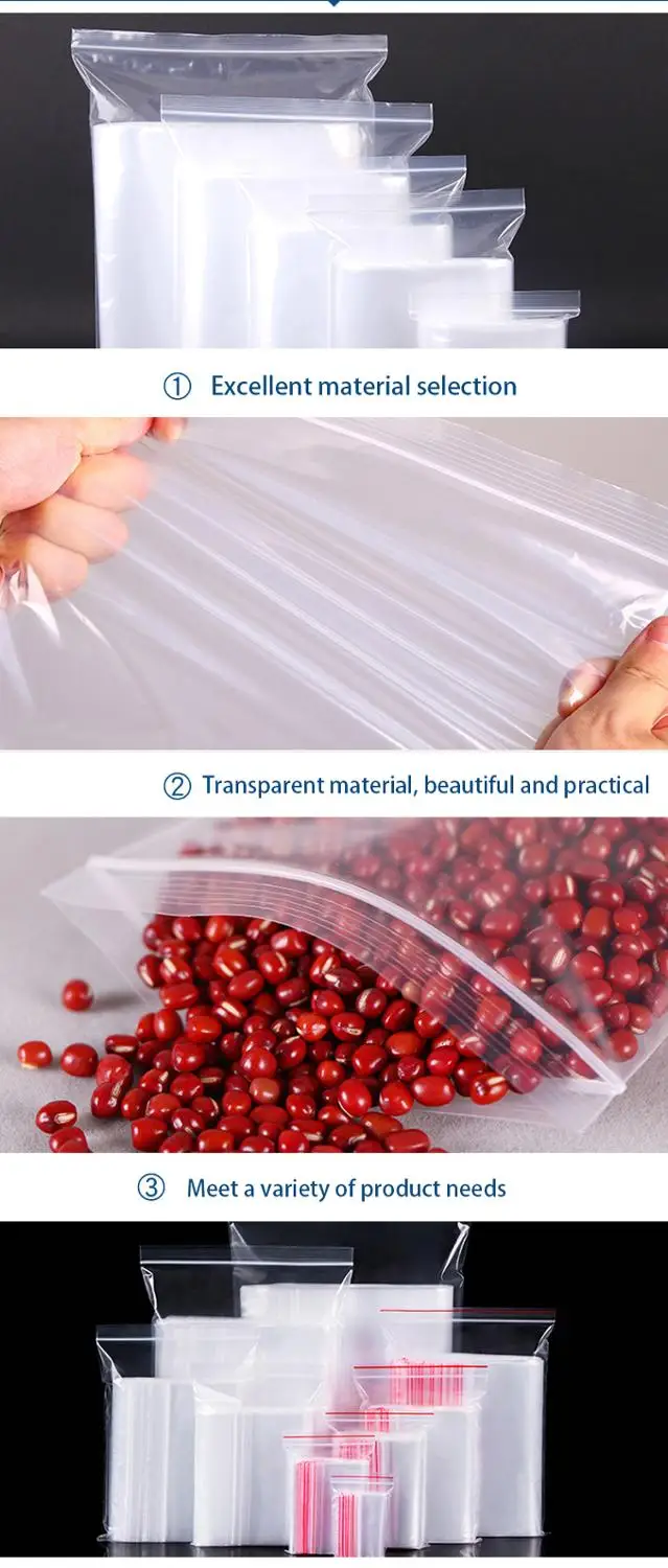 

100pcs Plastic Zip Lock Ziplock Bags Clear Food Storage Package Small Jewelry Packing Reclosable Poly Zip Bag Thick Dropshipping