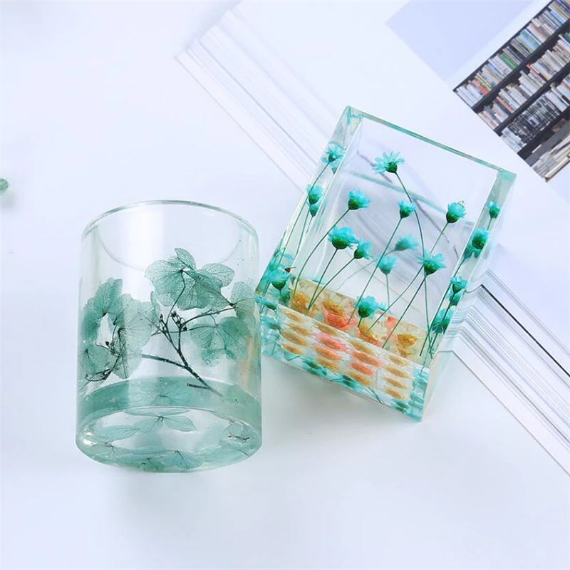 

New Transparent Silicone Mould Dried Flower Resin Decorative Craft DIY Storage Pen holder Mold epoxy resin molds for jewelry