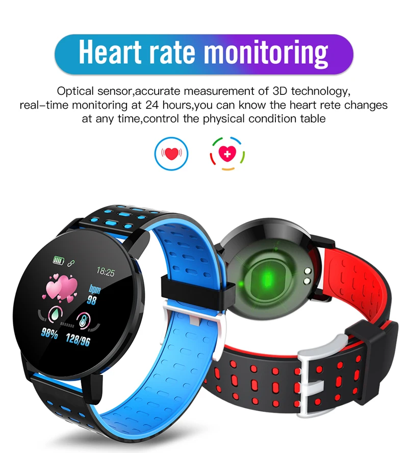 119plus bluetooth smart watch ip67 waterproof smart bracelet blood pressure sport tracker menwomen smartwatch for android ios free global shipping