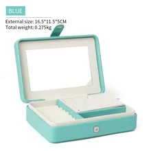 Hot Sale Pu Leather Jewelry Case For Femal Ring Earring Pendent Bracelet Jewelery Showcase  With In Mirror  Storage Portable Box