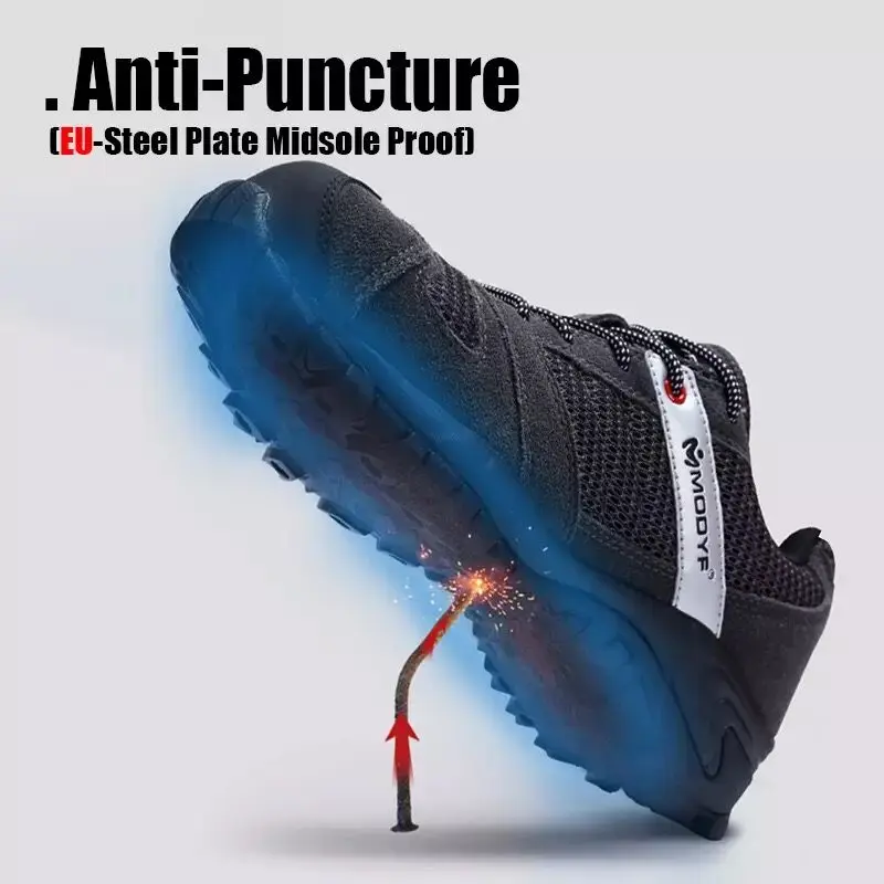Мужские рабочие и защитные ботинки со стальными носками Нескользящие дышащие с