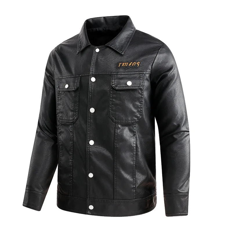 

2021 autumn black pilot men's PU leather trench coat biker steampunk streetwear motorcycle jacket men