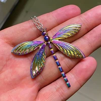 1pcs fashion purple large butterfly necklace charm women animal pendant fit party creative gift handmade stainless steel jewelry