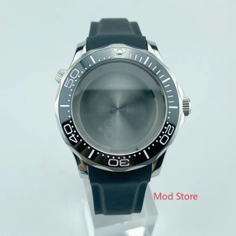 200M WR Sea-Master Diver300m Style Black White Finish Writing Bezel Sapphire Crystal Watch Case Mods Fit ETA2836 MIYOTA Mov't on - Часы сапфирового кристалла с корпусом, модифицированные под движение ETA2836 MIYOTA, в стиле Sea-Master Diver300m, 