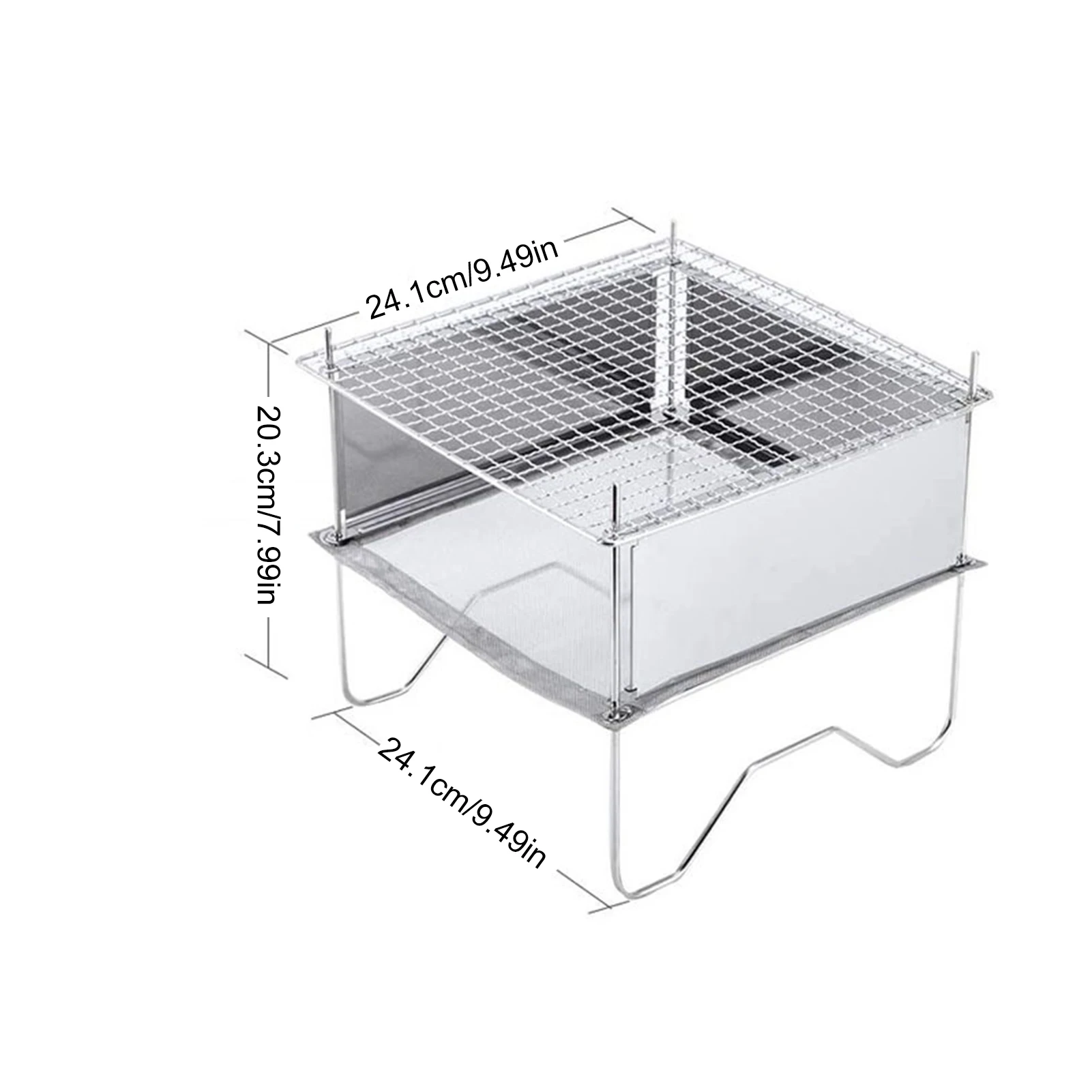 

Stainless Steel Barbecue Grill Outdoor Fire-Pit Lightweight Non-stick Surface Folding Campfire Grill For Camping Picnic Tool