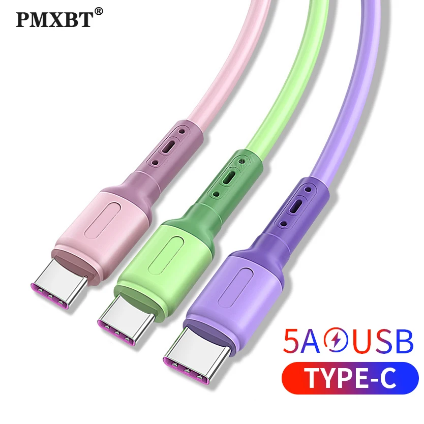 5А USB Type C кабель жидкий силиконовый мягкий шнур для передачи данных Быстрая