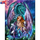 5D алмазная живопись фея девушка мультфильм дракон вышивка крестиком Стразы искусство искусства Бриллиантовая вышивка Фэнтези Декор