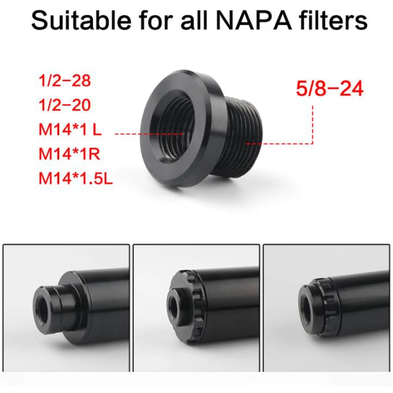 

5/8-24 To 1/2-20 To M14 Car Fuel Filter Barrel Thread Adapter For NAPA 4003 WIX