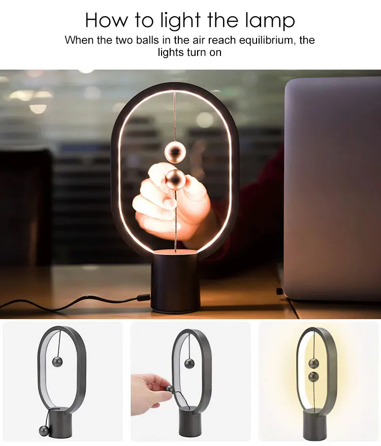 Мини Heng светодиодный балансировочный светильник с usb зарядкой, эллипс, магнитный Средний воздушный переключатель, Ночной светильник, домашний декор, настольная лампа, креативный подарок для детей