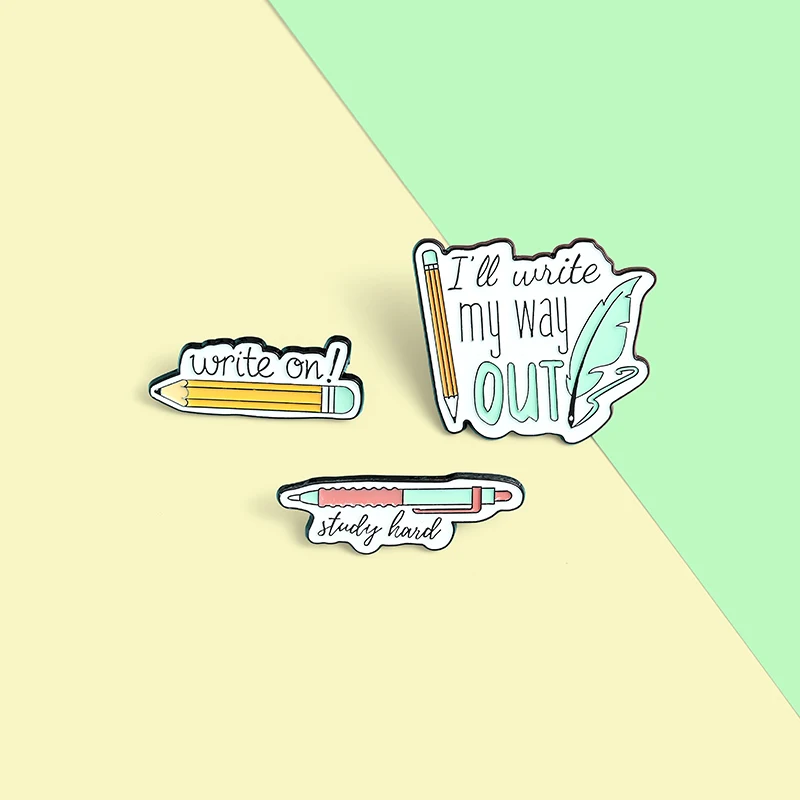 

Cartoon Stationery Enamel Pin Pen Pencil Brooches Shirt Lapel Pin Cute Metal Badge Backpacks Jewelry Gift for Kids Friends