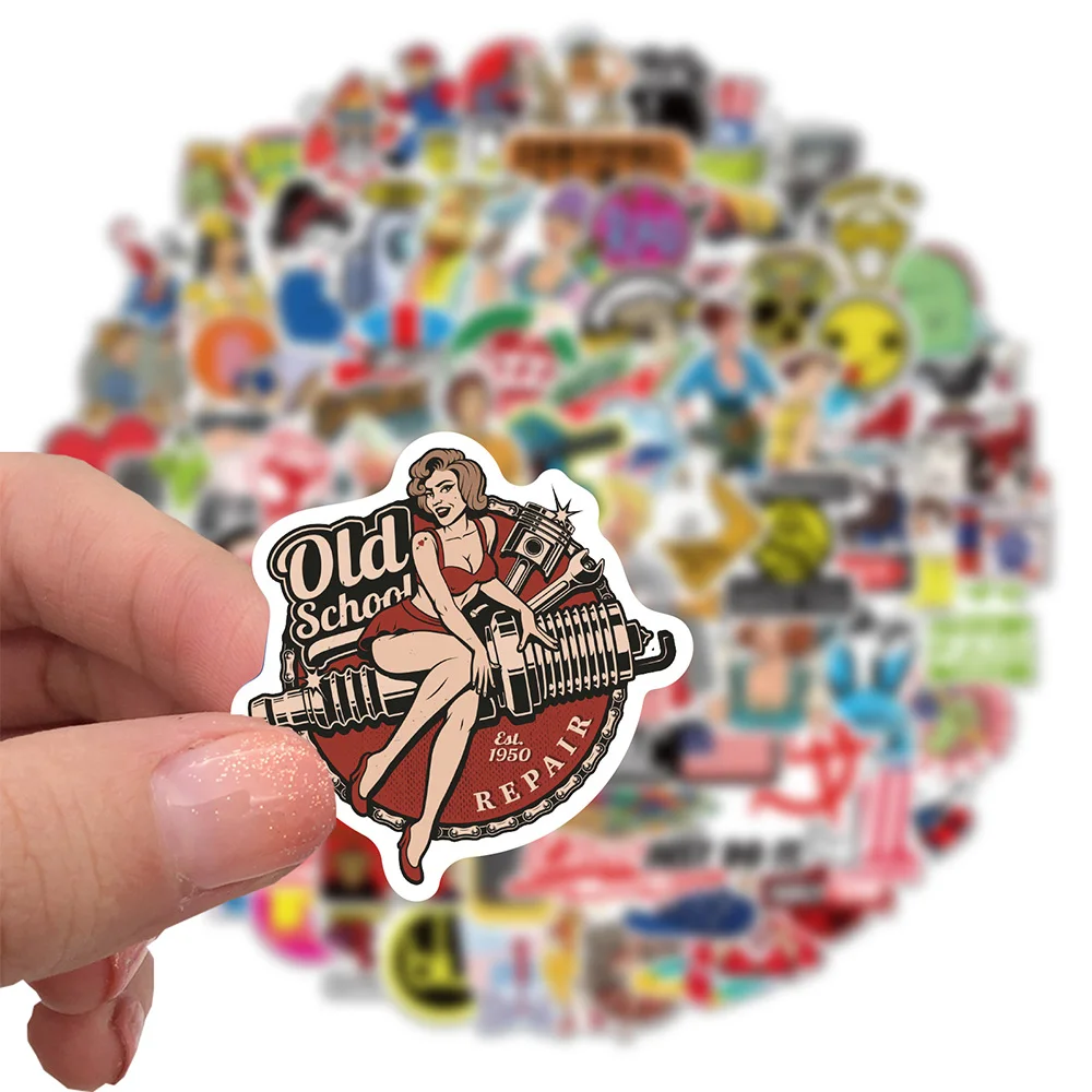 10/30/50/100pcs Vintage Street Style Stickers Aesthetic DIY Skateboard Laptop Phone Motorcycle Cartoon Kids Cool Decals - купить по
