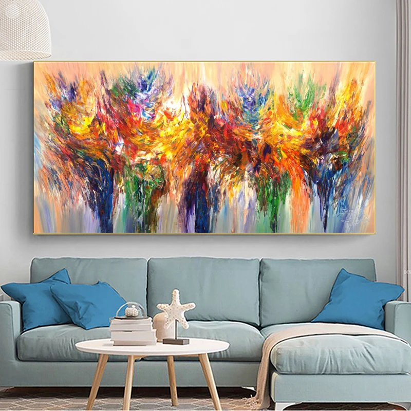 

RELIABLI ART Abstract Colorful Pictures Canvas Painting Quadro Flower Posters And Prints Wall Art For Living Room Decoration