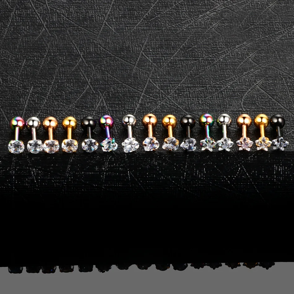 Серьги гвоздики 2020 4 мм круглые циркониевые для пупка кости носа губ бровей тела