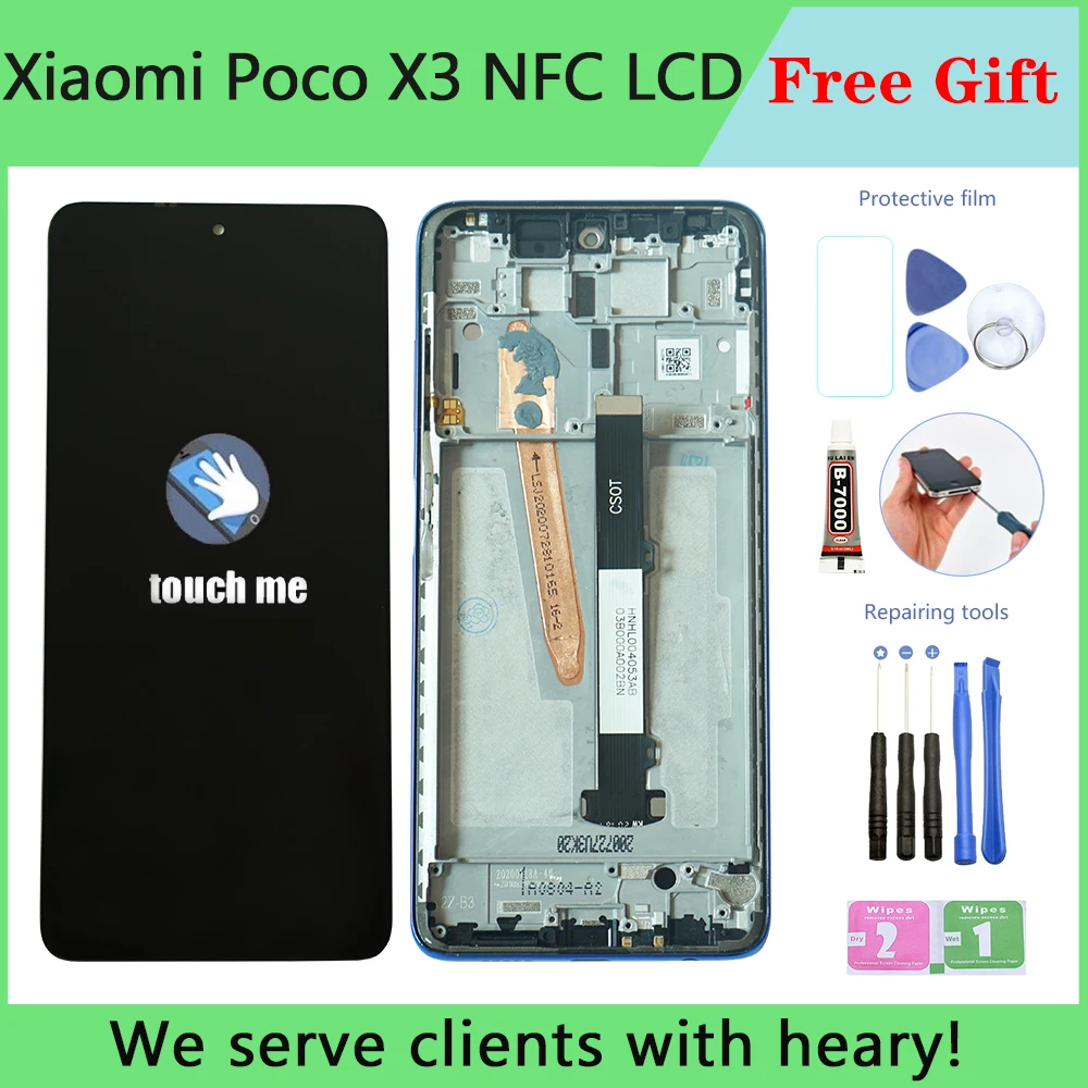 

6.67'' Original Display for Xiaomi Poco X3 NFC LCD With Touch Screen Digitizer Assembly for Xiaomi PocoX3 lcd Display M2007J20CG