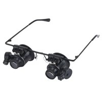 acehe 20x glasses type double eye binocular magnifier watch repair tool magnifier with two adjustable led lights