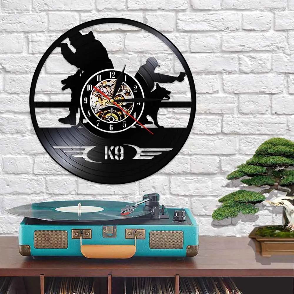 Полиция и военные собаки 3D декоративное искусство часы винтажные виниловые