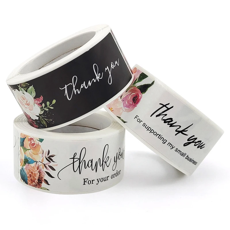 

Thank You Stickers Roll Cute Flowers Pattern 120-count Stickers Round For Wedding Birthday Party Favors Holiday Stickers Roll