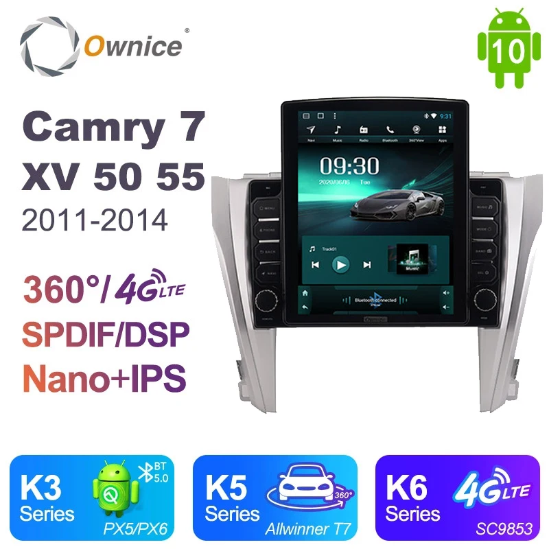 Для Toyota Camry 7 XV 50 55 2011 - 2017 Tesla Style DSP Android 10 автомобильный dvd-плеер аудио 4G LTE GPS Navi RDS