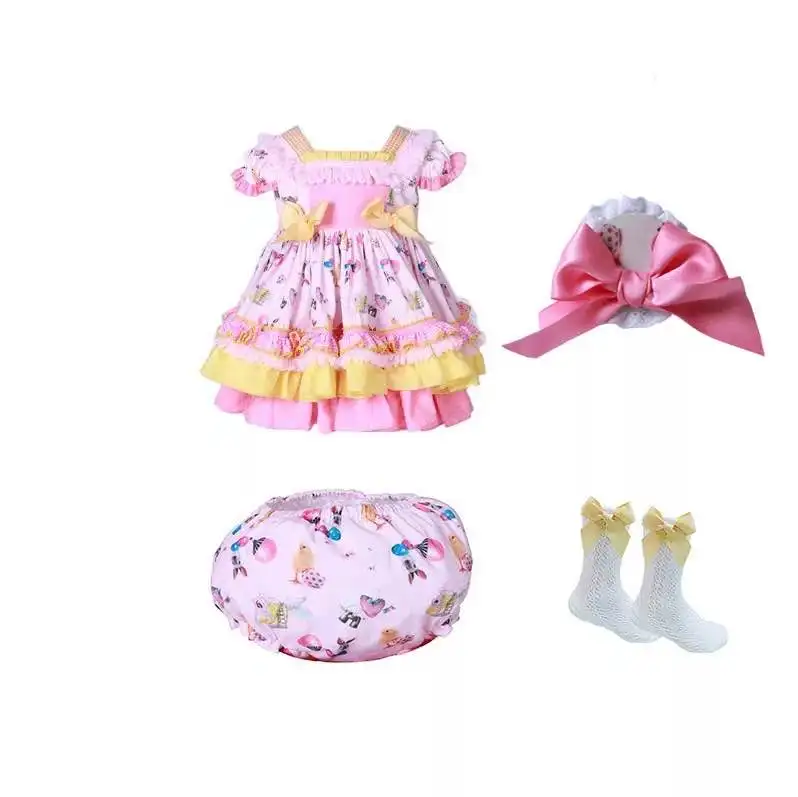 3 предмета летнее пасхальное платье для маленьких девочек винтажное с желтым