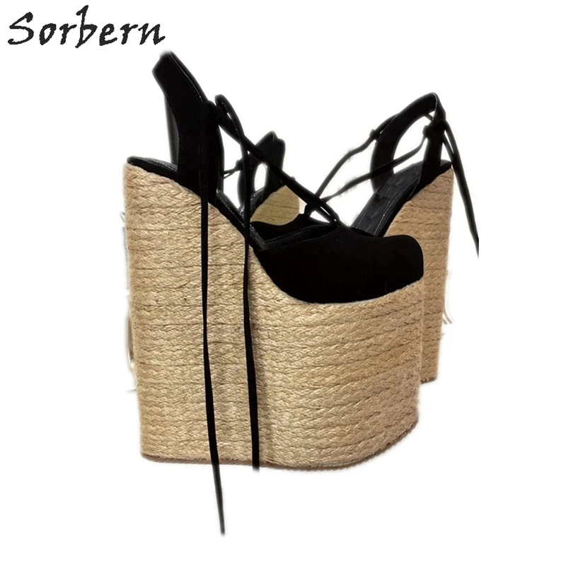 

Sorbern/женские туфли-лодочки на танкетке; обувь на платформе; туфли-лодочки в гладиаторском стиле на каблуке; босоножки на шнуровке; обувь на т...