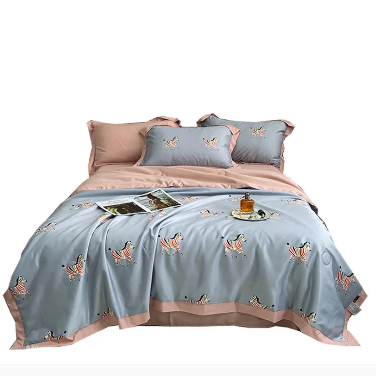 

High-end summer quilt four-piece air conditioning washed Tencel summer cool quilt ice silk washable summer single double