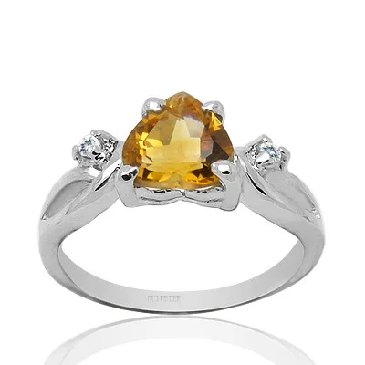 

Fashion Heart Crystal Silver Ring for Daily Wear 5mm Natural Citrine Ring 925 Silver Citrine Jewelry Gift for Woman