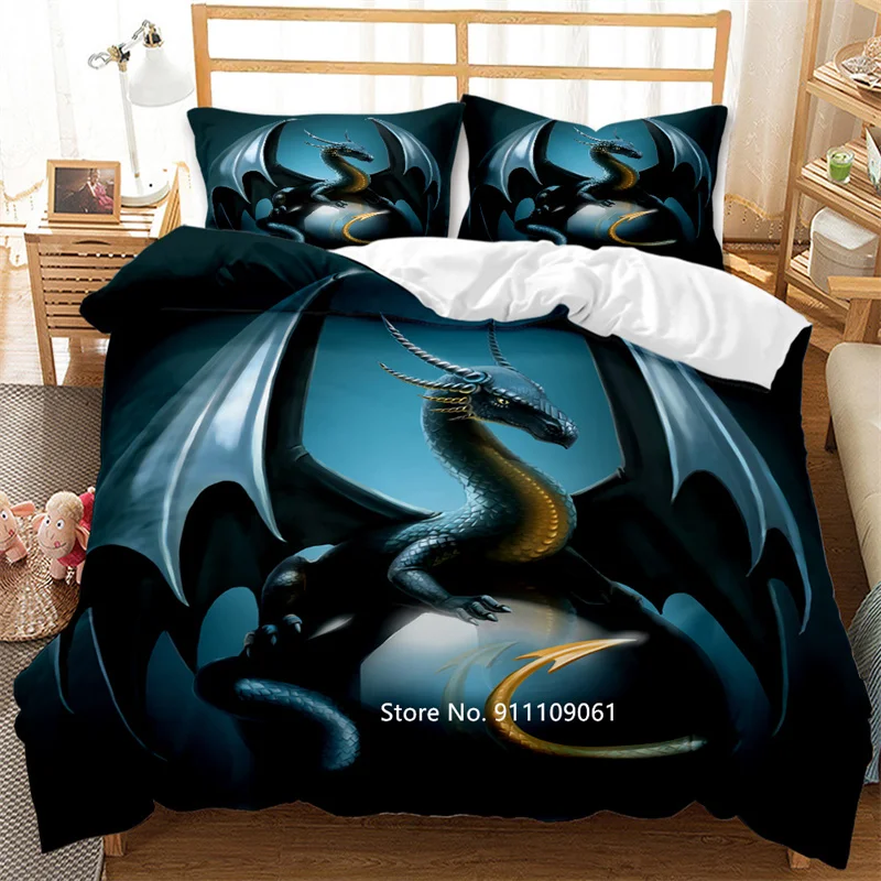 

HD Digital Print Animal Dinosaur Bedding Set Children Adult Room Decoration Deluxe Down Quilt Cover Large Bedspread Pillowcase