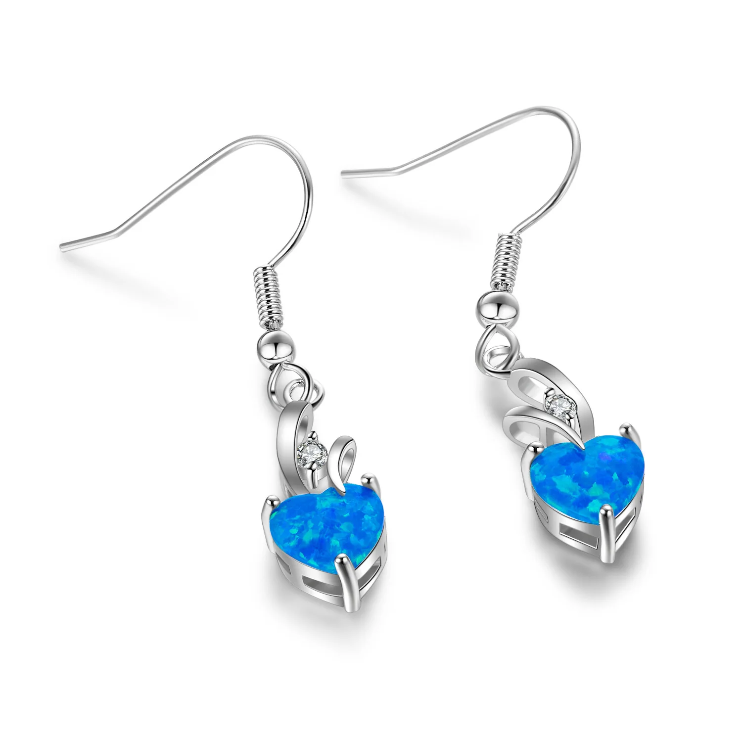 

Earrings silver peach heart blue Opel single earrings original custom wholesale earings fashion jewelry 2021