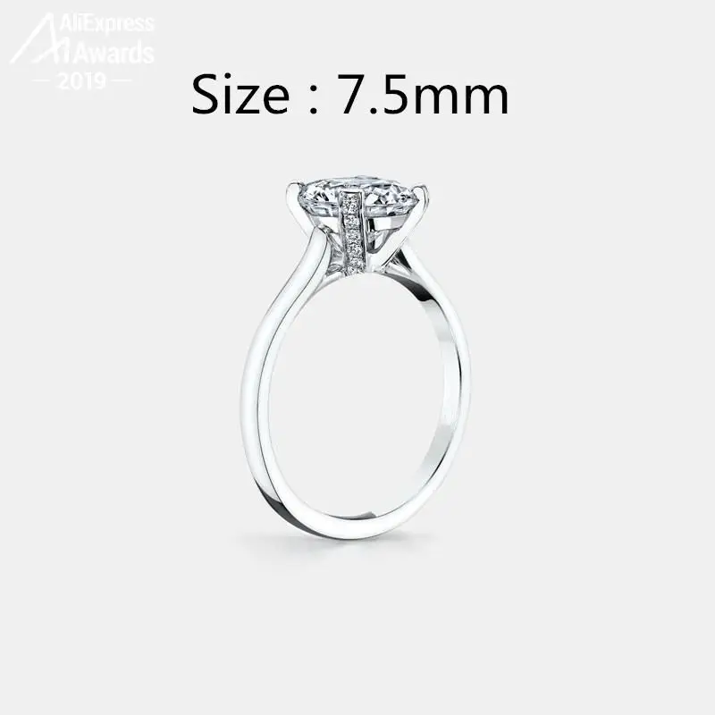1 5 карат кольцо круглой огранки S925 серебряное Сона алмаз solitair изысканные