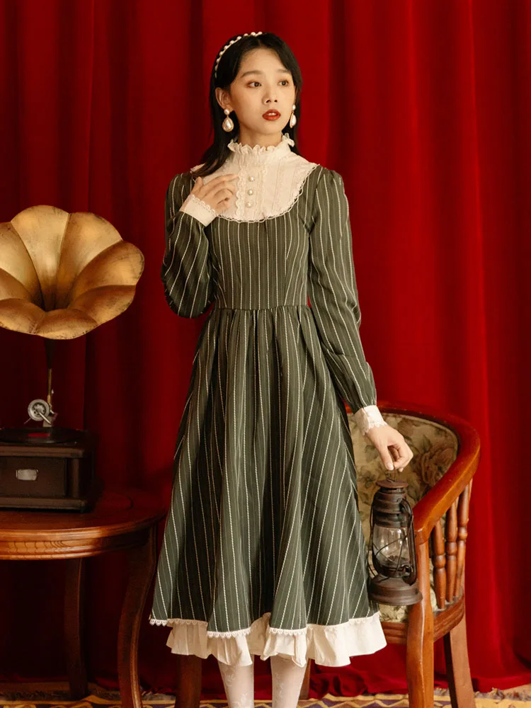 2019 Новая мода Женская одежда Осенне зимняя обувь в полоску платье с длинными