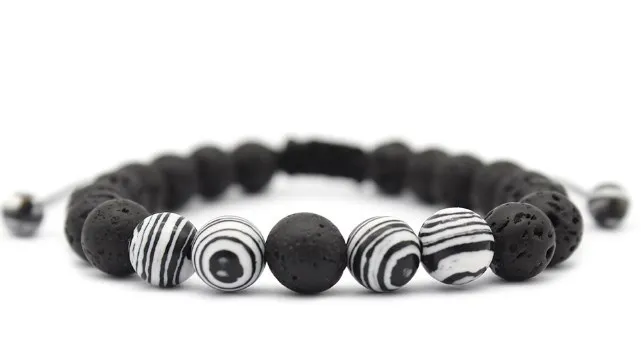 

8mm rope Chakra Healing malachite Reiki Buddha Prayer Yoga Bracelet uth4 adjusted Macrame Matte Volcanic Stone Bangles