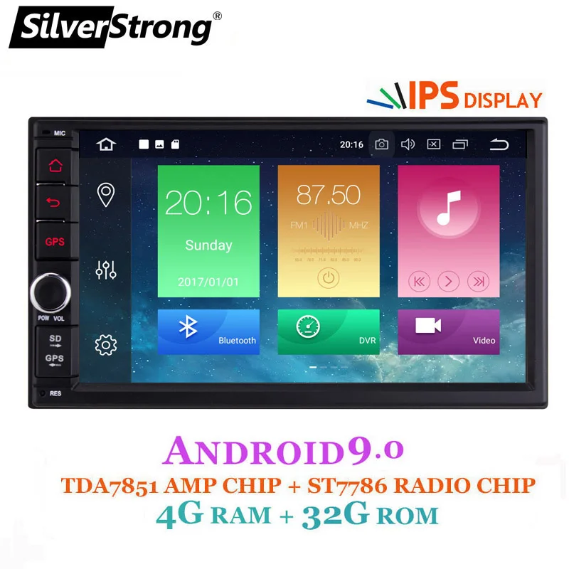 Ips Android9.0 Универсальный 2din автомобильный DVD OctaCore 4G 32G DSP двойной DIN Автомобильный gps Радио авторадио TPMS SilverStrong 706x30-x5