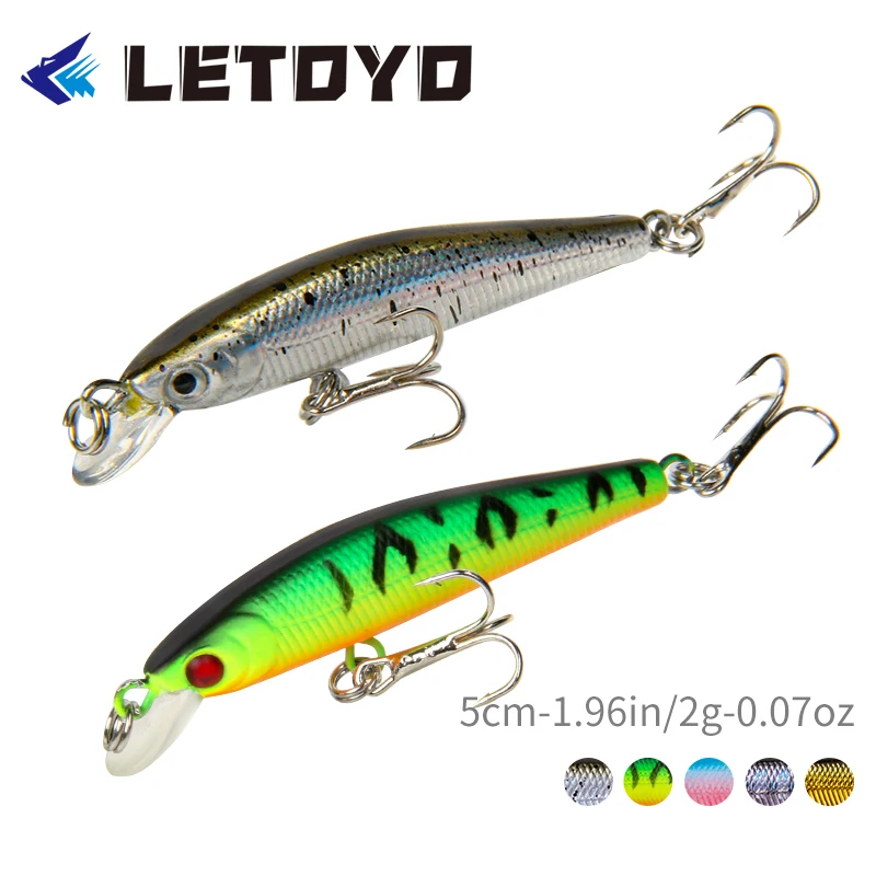 

LETOYO Minnow Fishing Lure 50mm 2g Sinking Artificial Hard Baits Wobblers 12# Treble Hooks For Stream Bass Trout Pike Tackle