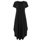 Элегантное платье, женское богемное повседневное летнее платье, пляжные однотонные платья средней длины, женская одежда, длинные платья