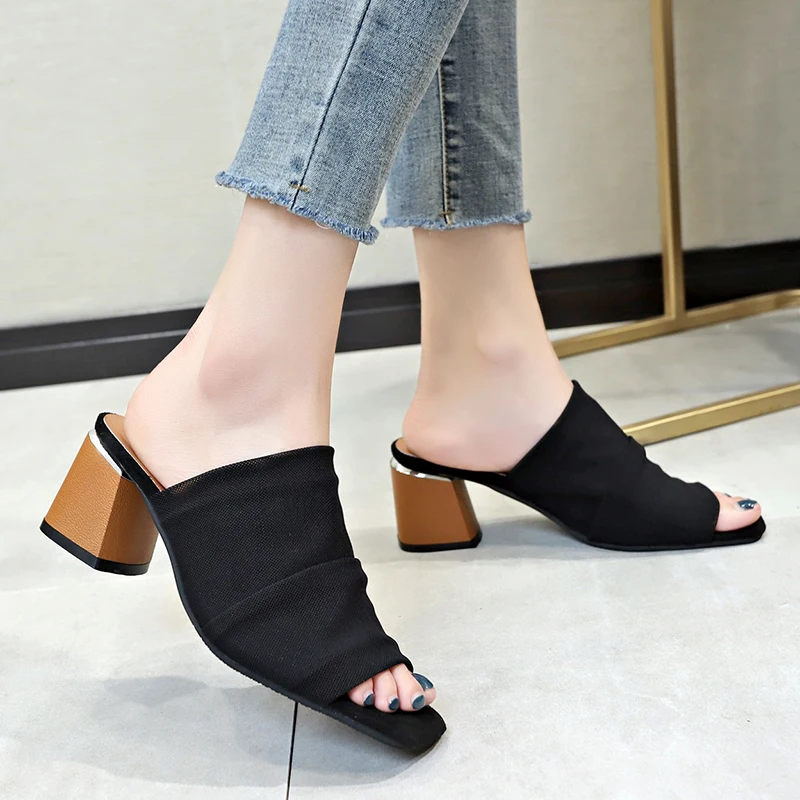 Для женщин тапочки модельные туфли на высоком каблуке женские шлёпанцы с