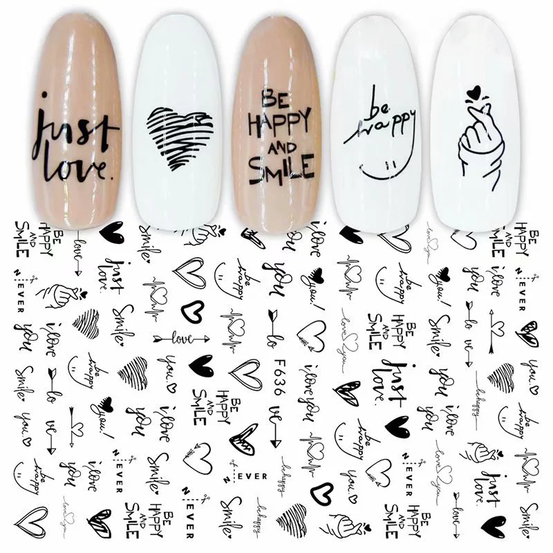 

3D Nail Stickers Ins Retro Facebook Black Line Nail Stickers Nail Decals Nail Art Decorations Beauty Nail Art