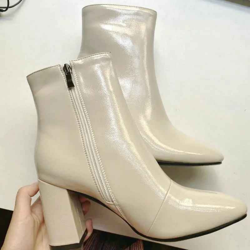 Женские ботильоны из искусственной кожи на очень высоком каблуке с квадратным