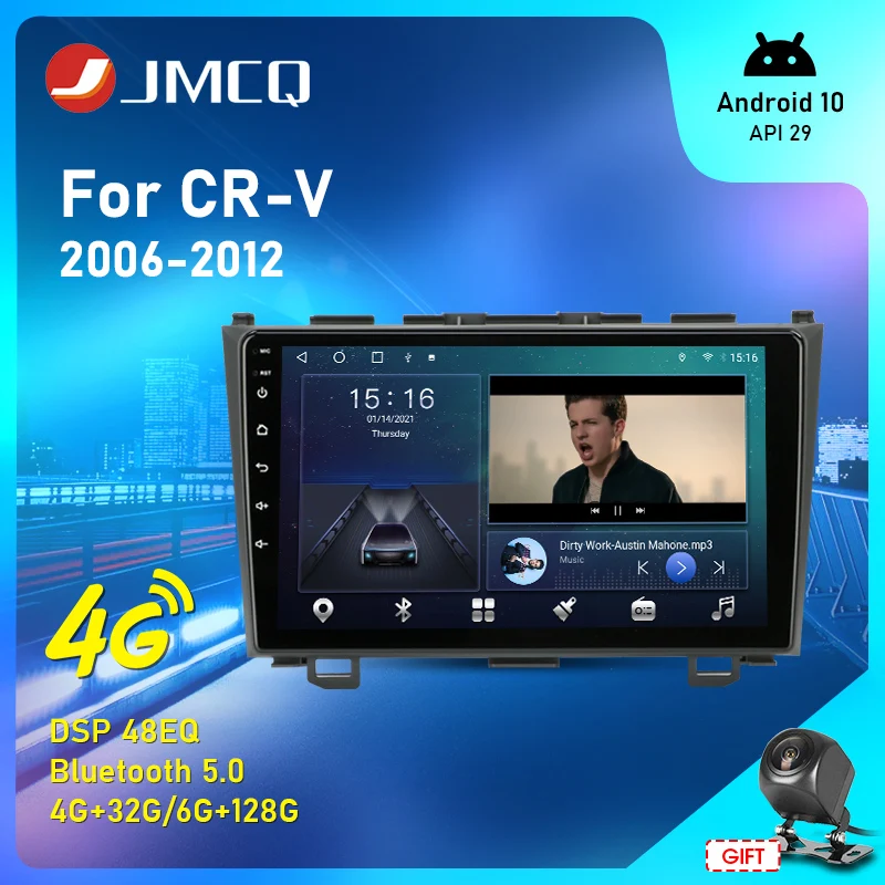 

JMCQ 2din Android 10 для Honda CRV CR-V 2006-2012 автомобильное радио, мультимедийный видеоплеер, навигация GPS 4G + 32G WiFi DSP RDS, головное устройство