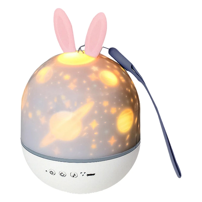 

LED Projector Night Light Rechargeable Star Projector Light Romantic Charging Rotating Projection Lamp With Rabbit Ear