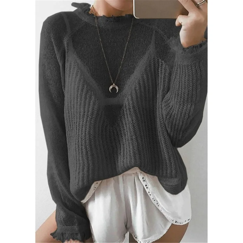 Женский мохеровый пуловер с оборками розовый свитер вырезами Осень-зима 2019 |