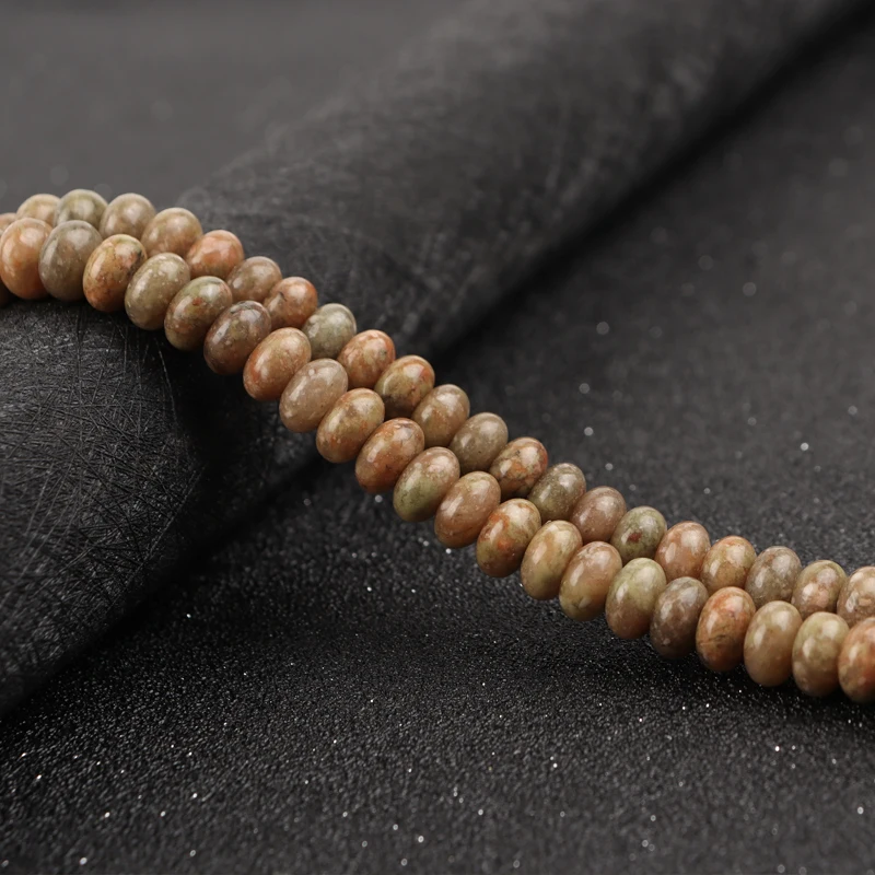 

Natural Stone Flower Green Abacus Beads 8*5mm About 80pcs Round Loose Beads For Jewelry Making DIY Bracelet Necklace 15"