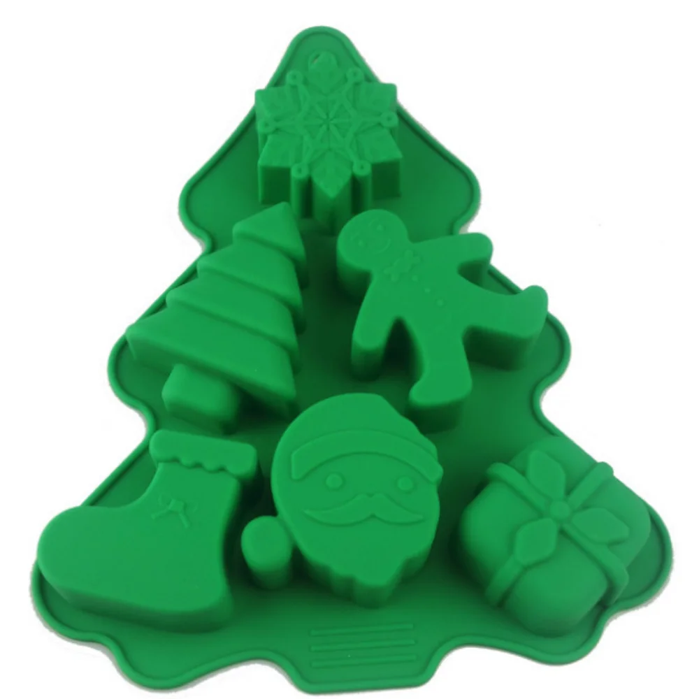 

Силиконовая 3D форма «сделай сам» для рождественской елки, аксессуары для выпечки тортов, инструменты для рождественских снежинок, имбиря