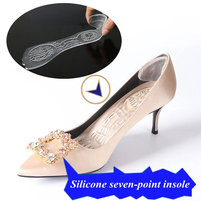 

1Pair T-shaped Invisible Silicone Women Arched Support Insert Insole Seven Points Pad Two In One High-heels Insoles QD-1