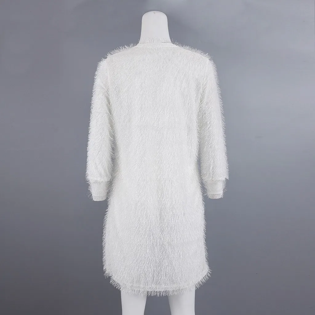 Женский свитер Повседневный с длинным рукавом однотонный кардиган вязаный