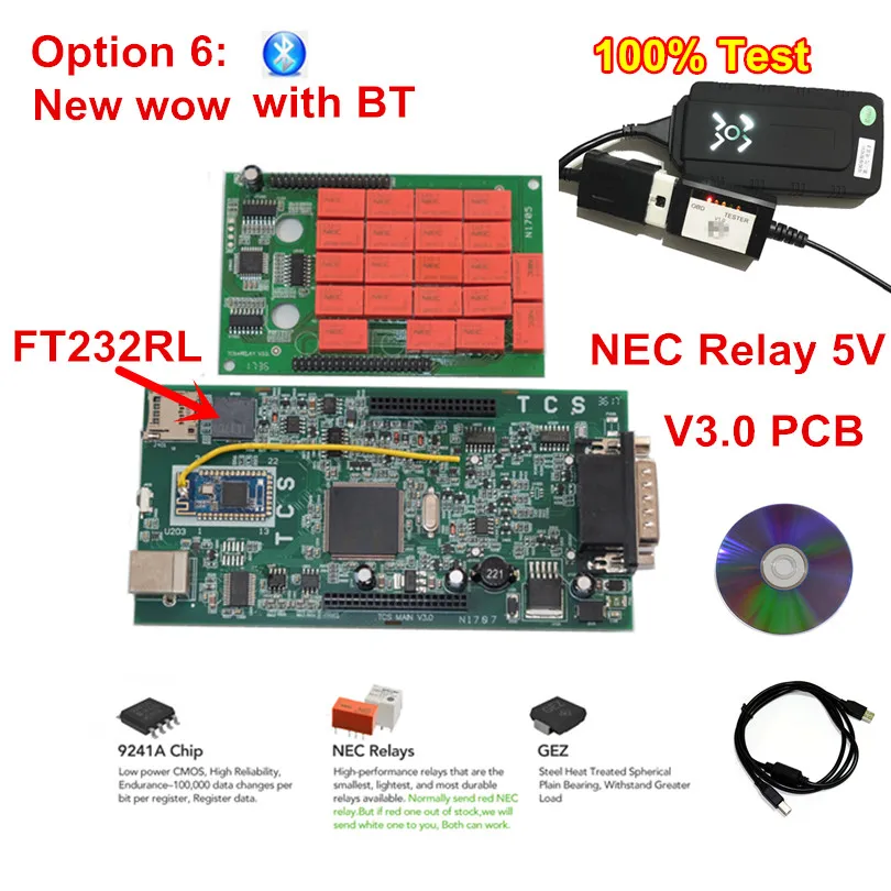 WOW CDP BT TCS,1+ keygen Multidiag Pro Bluetooth v3.0 pcb OBDIICAT-CDP 5V Красный NEC Реле мульти диагональ Pro OBD2 диагностический сканер - Цвет: WOW CDP BT