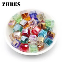 zhbes 10mm 10pcs square shape ab colour austrian crystal spacer loose beads for jewelry making bracelet necklace diy findings