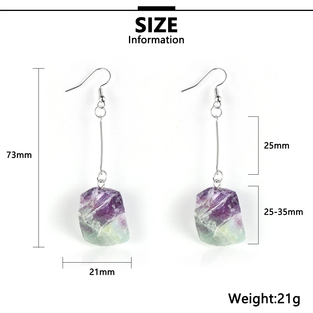 Женские Висячие серьги Обручи из натурального цветного флюорита гвоздики с