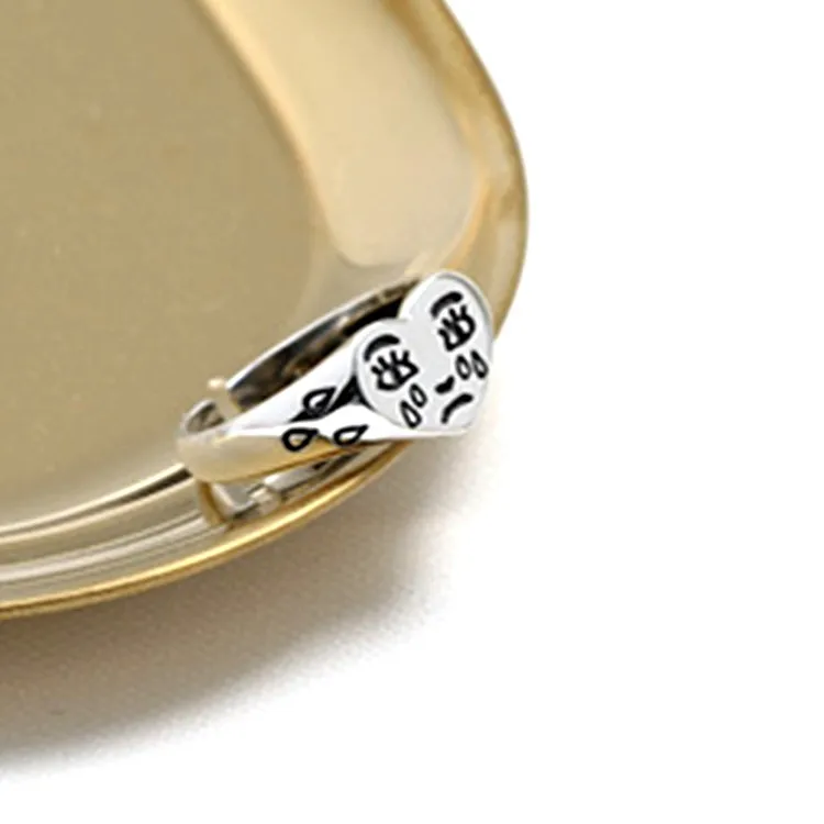 

Dainty Female Metal Open Thin Ring Charm Silver Color Adjustable Wedding Rings For Women Men Cute Love Heart Engagement Ring