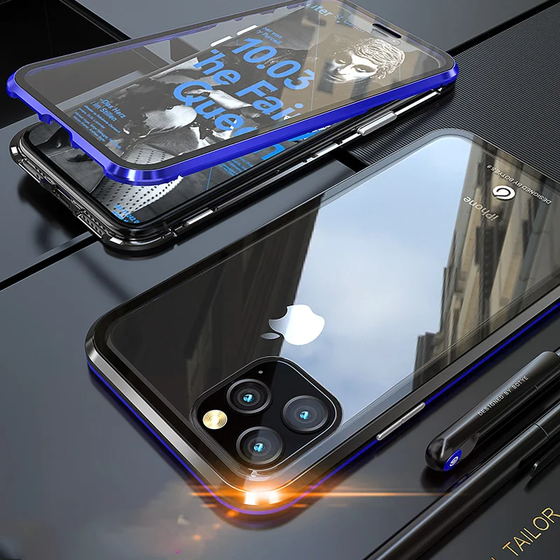 360 полный защитный Магнитный чехол для iPhone XR XS MAX X 8 7 Plus чехол из закаленного стекла для iPhone 11 Pro Max чехол coque Funda